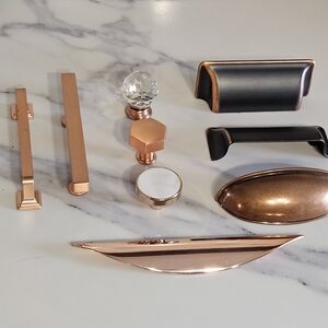 NEW - Mixed Copper & Black Cabinet Pulls and Knobs 8 Piece Set